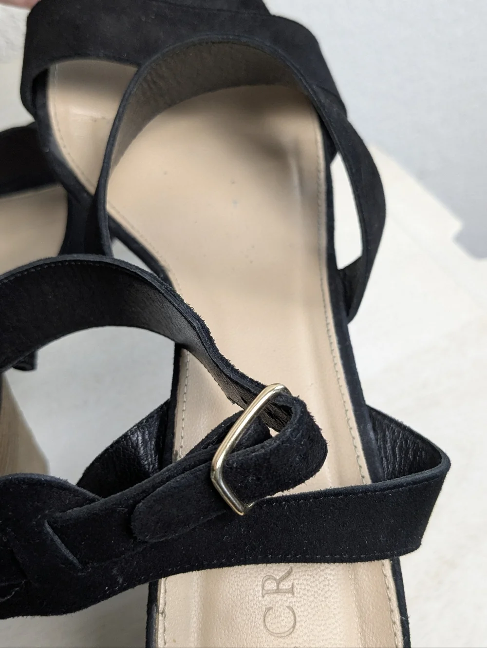 J. Crew Suede Sandal Heels Size 11 Stacked Wood Heel 3.5